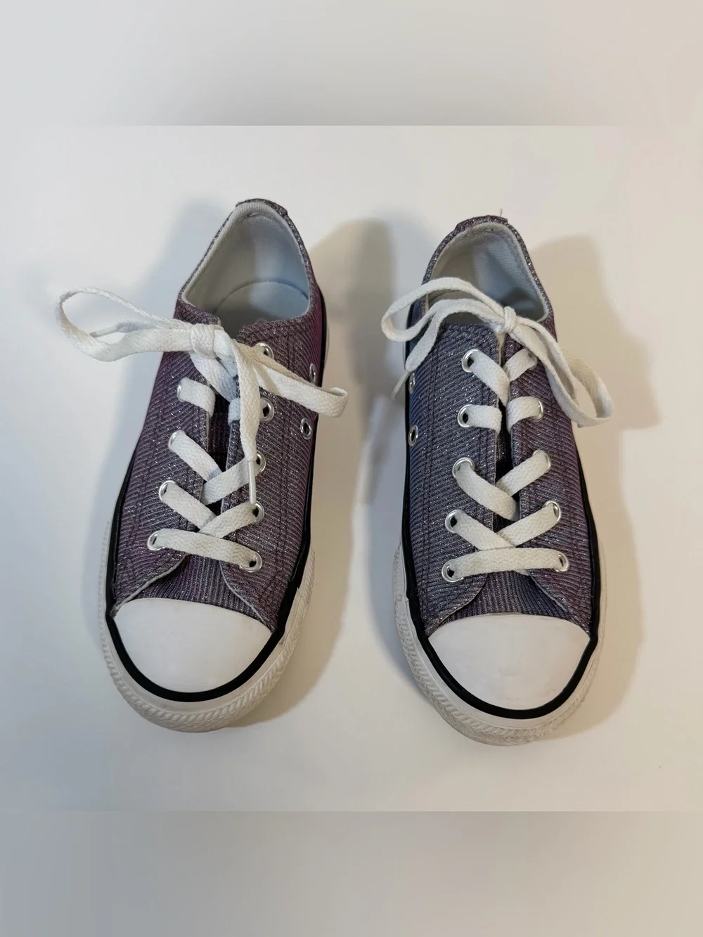 Converse Sparkle Sneakers Lace Up Shoes Holographic Purple Blue Juniors Girls 13